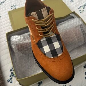 Burberry Orange and Black Plaid Men's Loafers